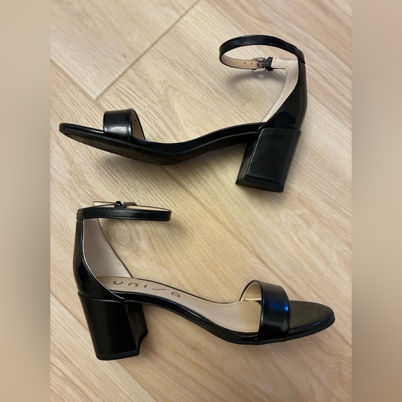 Unisa Black Patent style Ankle-Strap Block Heels - Picture 2 of 10